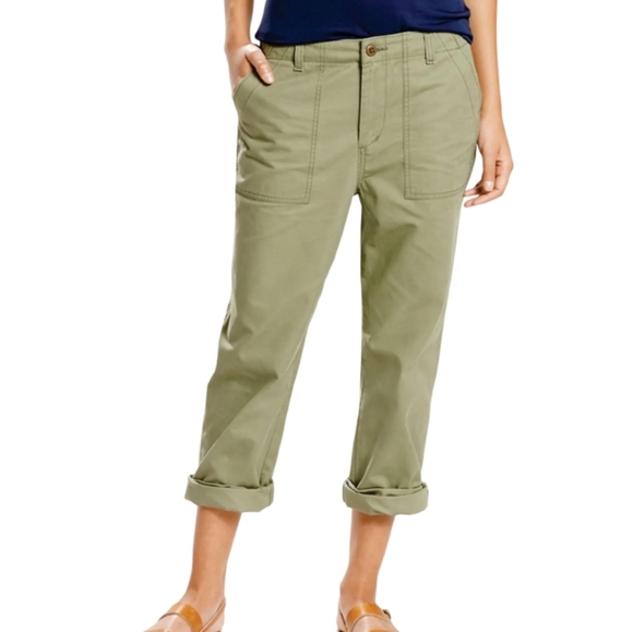 Levis Utility Chino Pants Olive Army Green Size 29 Back Flap Pockets - Picture 2 of 15